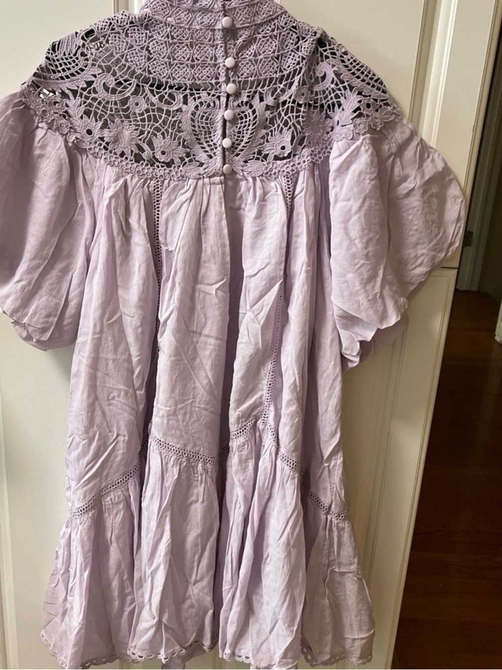 By Anthropologie High-Neck Lace Tunic Mini Dress Lilac Plus Size 1X New - Picture 6 of 9